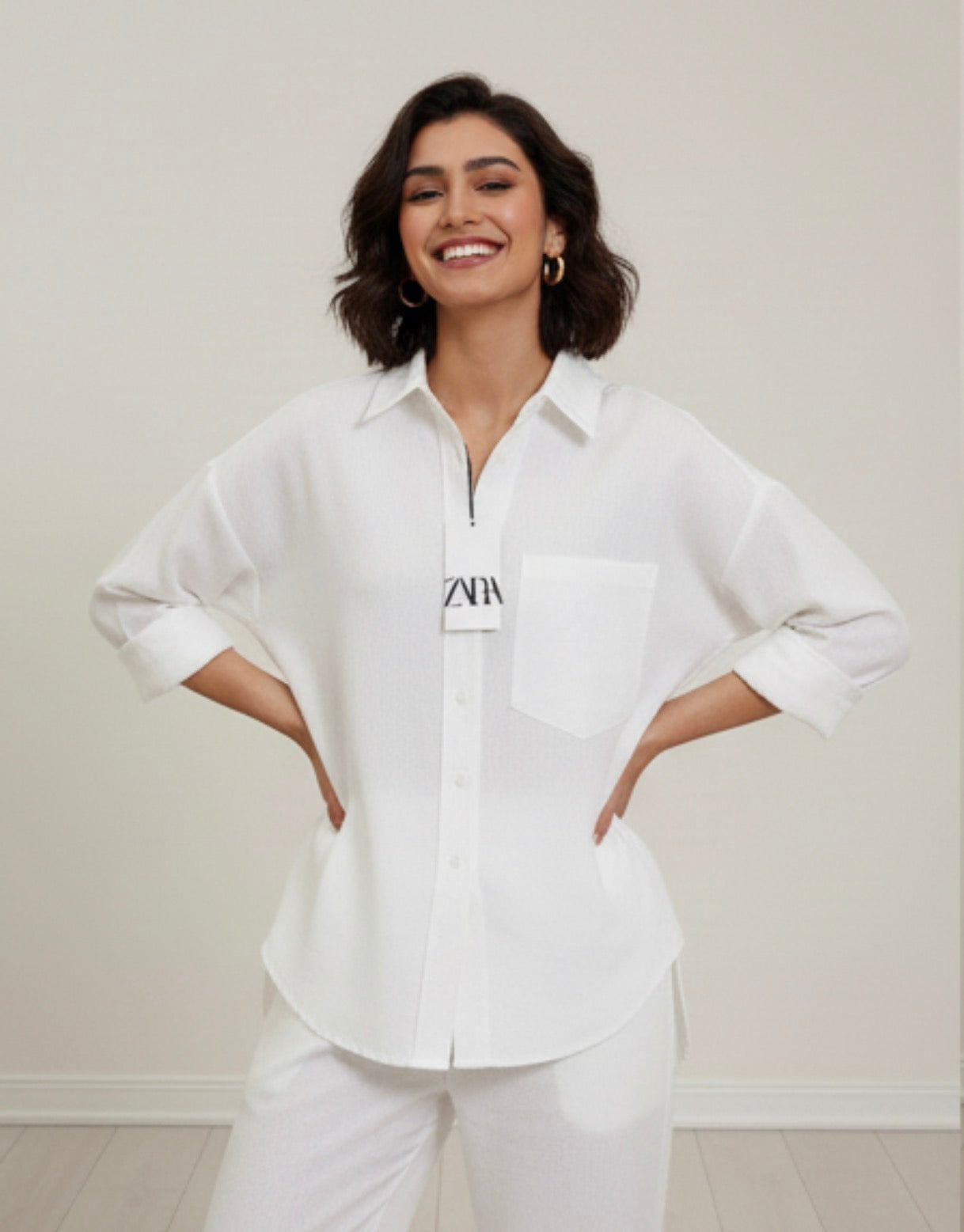 WHITE ZARA CO ORD SET