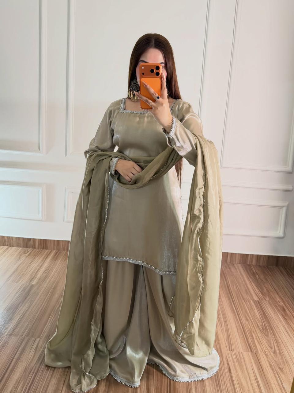 Beautiful three piece plazzo suit