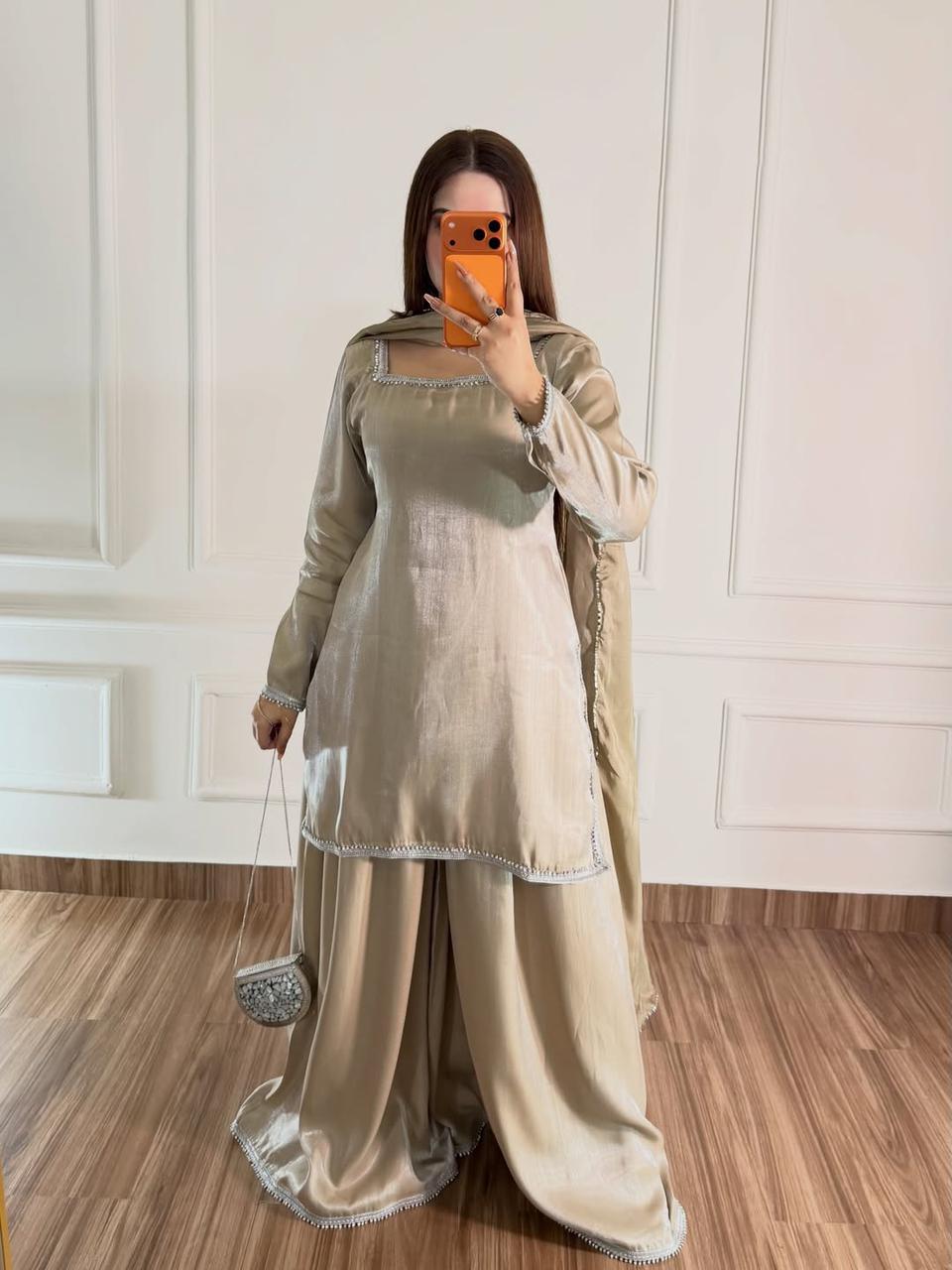 Beautiful three piece plazzo suit