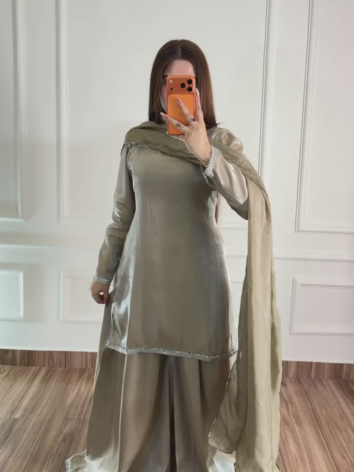 Beautiful three piece plazzo suit